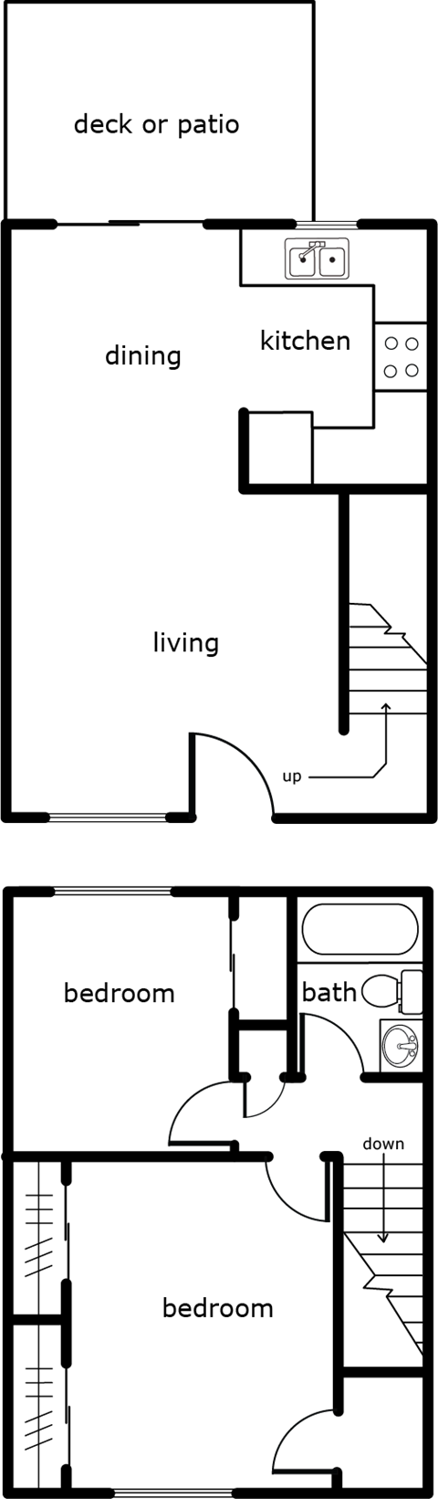 elizabeth anne 2 bed 1 bath TH 857 sf